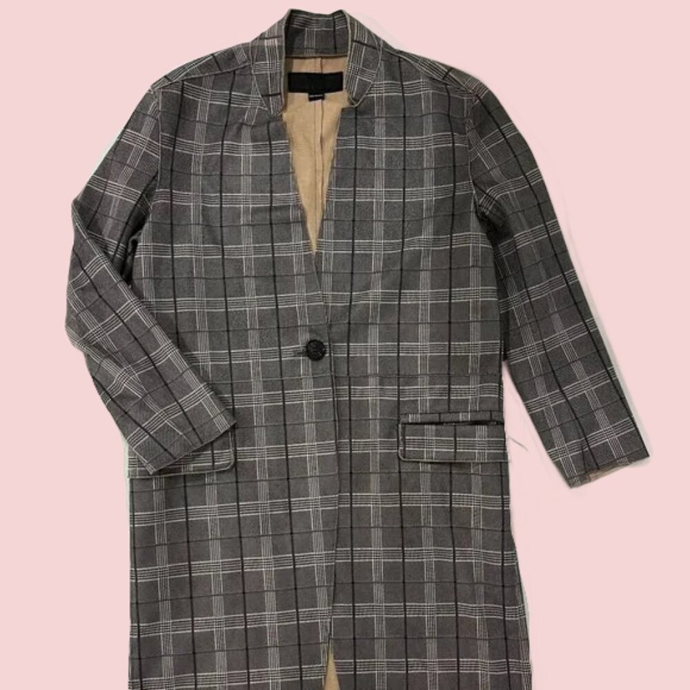 Women's Jacket "Blank NYC" Anthropologie Renegade Longline Plaid Blazer Size XS